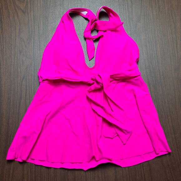 NWT Beachsissi Women’s Tankini Set Pink Top White Rose Bottoms L - Picture 2 of 7